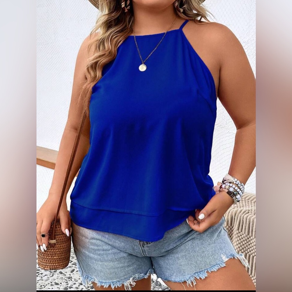 SHEIN Royal Blue Halter Tank Top